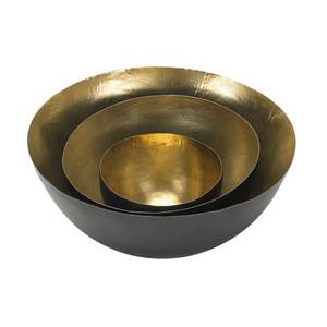 Bol rond décoratif en laiton/fer de luxe, bol à fruits moderne en feuille d'or pour la vaisselle d'hôtel, bols à salade en métal empilables pour la restauration - Product Image 1