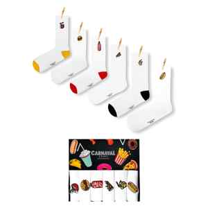 Ensemble de 6 paires de chaussettes brodées en coton 100% pour la restauration rapide, chaussettes respirantes en tricot pour un usage quotidien, taille unique pour toutes les saisons - Product Image 1