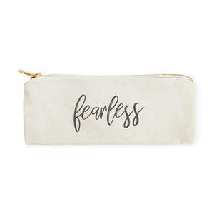 Fearless Large Cotton Canvas Pencil <b>Case</b> Travel Pouch Eco-Friendly Durable Foldable <b>Makeup</b> Bag Letter Portable for Outdoor Use - Product Image 1