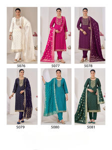 Conjunto de Salwar Kameez de 3 Piezas para Mujer, Marca Dhwaja Export, Top, Pantalón y Dupatta en RAYON de 14 kg con Bordado a Mano, para Fiestas - Product Image 3