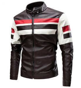 แจ็กเก็ตมอเตอร์ไซด์สำหรับผู้ชายเสื้อโค้ทหนังสีดำกันลมไซส์ใหญ่พิเศษ - Product Image 4