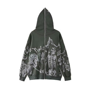 Sudadera con capucha con cremallera de cara completa hecha a medida nueva al por mayor forro polar de calidad superior invierno sólido logotipo bordado transpirable rápido - Product Image 4