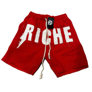 Personalizable Vintage High Street Shorts Distress Patches String Hem Patrón sólido 100% Algodón Fleece Activewear Moda - Product Image 5