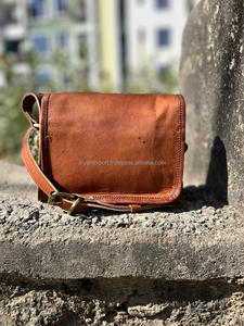 Bolso de cuero de cabra real natural hecho a mano Estilo Vintage de una sola Correa con forro de lona de cuero genuino de algodón patrón de caramelo - Product Image 5