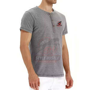 เสื้อยืดเฮนลีย์สีตามสั่ง ขายส่ง พิมพ์โลโก้ เสื้อยืดเฮนลีย์คุณภาพสูง - Product Image 4