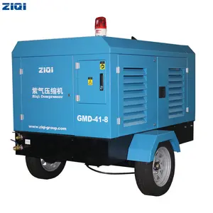High efficiency low noise 41kw stationary rotary diesel engine portable screw air compressor with two wheels for sale