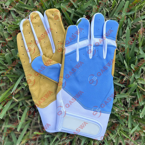 Gants de frappe de baseball en cuir de vachette à manchette longue de couleur blanche personnalisés au design unique - Product Image 4