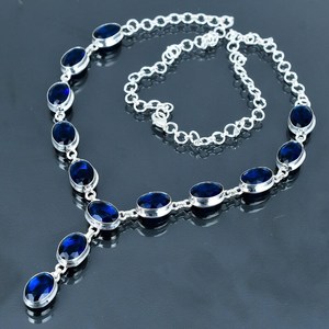 Collier émeraude bleu en argent 925 pour femmes bijoux de foi faits à la main pour mariage et occasions spéciales - Product Image 4