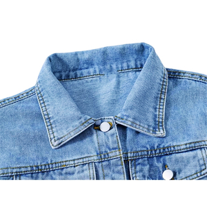 แจ็กเก็ตยีนส์ระบายอากาศผ้าฝ้ายทรงปกติพอดีตัวเสื้อแจ็คเก็ตยีนส์แขนยาวลำลองแนวสตรีท - Product Image 3