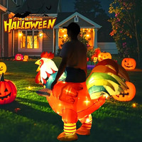 Costume gonflable de poulet adulte avec des lumières Costume d'Halloween Ride on Rooster Poulet Jockey Costume gonflable de poulet
