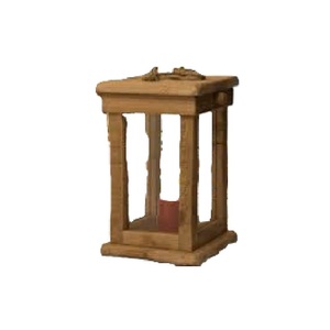 Linterna artesanal de madera y caña con tapa de metal pulido Portavelas decorativo vintage con asa - Product Image 6