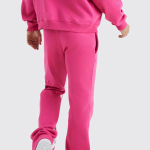 Survêtement d'hiver léger personnalisé en molleton, coupe ample délavée, imprimé intégral avec strass, pantalon de survêtement évasé et sweat à capuche pour homme - Product Image 2