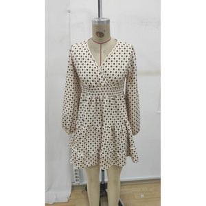 Vestido Mini Modal Estampado con Cuello Cruzado y Manga Larga para Mujer de Jane's - Estilo Casual Elegante para Uso Diario - Product Image 3