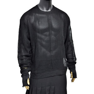 T-shirts surdimensionnés en maille de fitness pour hommes séchage rapide conception de résille légère avec épaule tombante col rond grande taille style été - Product Image 4