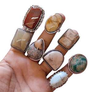 925 Sterling Silver Plaqué Mookaite Jaspe Forme Baho Designer Lunette Réglage À La Main En Gros Mode En Vrac Lot Fabrication - Product Image 1