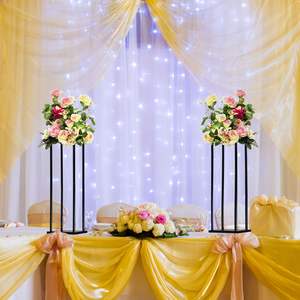 2ชิ้น24นิ้วสีดำด้านดอกไม้งานแต่งงานชั้นโลหะเหล็กแสดงชั้นแจกันชั้นคอลัมน์กลางสำหรับงานปาร์ตี้ - Product Image 1