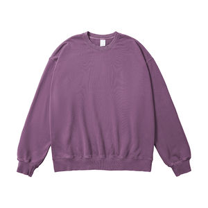 Sweat-shirt en molleton de coton surdimensionné 100% pour hommes, col en O, long pull brodé, motif imprimé d'hiver, uni vierge - Product Image 3