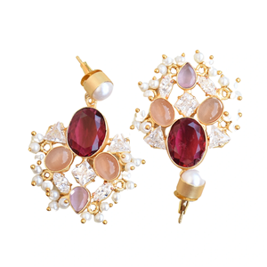 Pendientes de Latón de Moda para Exportación, Pendientes de Piedra Orgánica de Circonio al por Mayor, Chapados en Oro de Alto Pulido, Libres de Níquel, Duraderos, Listos para Enviar - Product Image 4