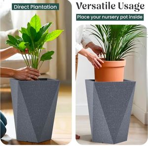 Macetas de Fibra de Vidrio de Diseño Clásico Europeo, Venta al por Mayor, Macetas Blancas Ecológicas para Interiores/Exteriores con Orificio de Drenaje para Jardín, Hogar, Villa - Product Image 4