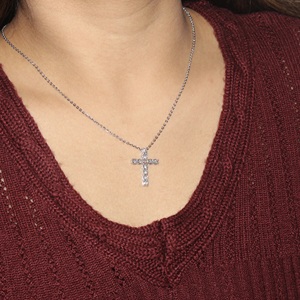 Christian Cross Style 1,19 CTW Lab Grown Diamond Pendant 14K/18K Gold Mejor regalo de compromiso de boda Collares de diamantes al por mayor - Product Image 6