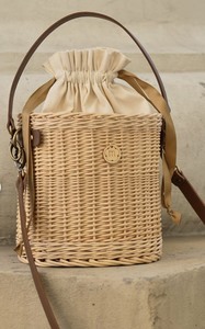 Bolso redondo de ratán con forro de algodón - Product Image 4