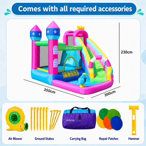 Expédition directe d'usine, <span class=keywords><strong>château</strong></span> gonflable familial avec toboggan et piscine, idéal pour les jeux aquatiques et les journées aquatiques. - Product Image 6