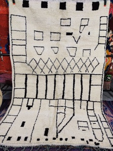 Tapis marocain BENIOURAIN moderne en laine, tissé à la main, à poils longs, antidérapant, rembourré, tapis de prière pour la maison, le salon, l'extérieur - Product Image 3