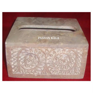 Forme carrée belle stéatite naturelle faite à la main meilleure boîte de mouchoirs et de serviettes de conception de feuille unique de boîte de mouchoirs en pierre du prix le plus bas - Product Image 1