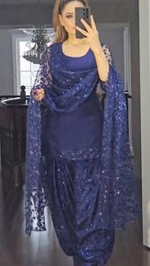 New Designer <b>Party</b> Wear Faux Georgette Heavy Sequence Embroidered Work <b>Top</b> and Patiyala Salwar With Dupatta Suit Set - Product Image 4