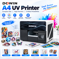 Printer UV Flatbed A4 Presisi Tinggi, Ringkas, Mini, Desktop, dengan LED UV untuk Pencetakan Warna pada Casing Ponsel, Koin, dan Kerajinan