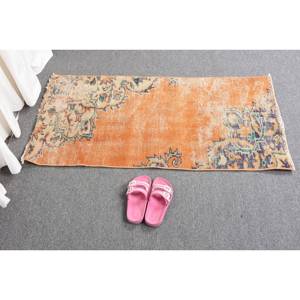 Tapis turc orange et bleu vintage de 180x370 pieds, tapis en laine à tissage plat avec support en latex pour décorations de salon, largeur 4m - Product Image 5