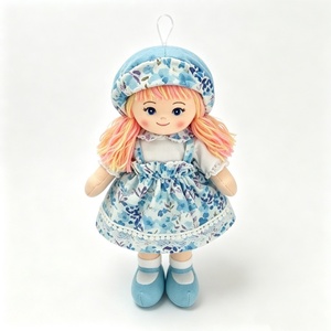 Muñeca de Trapo Personalizada con Diseño Floral Azul, Muñeca de Tela Suave, Zapatos de Tela Azul Claro, <span class=keywords><strong>Calcetines</strong></span> Blancos hasta el Tobillo, Lazo para Colgar como Adorno - Product Image 6