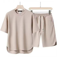 Ensemble de survêtement 2 pièces pour homme, été, respirant, 100% coton, t-shirt et short décontractés, style sportif, streetwear pour la gym, le fitness et la détente