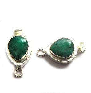 Prem Bhaya 18K chapado en oro plata esterlina 925 1-3 hebras Esmeralda caja de piedras preciosas cierre 23X12X10MM joyería que hace la B750-Emerald - Product Image 1