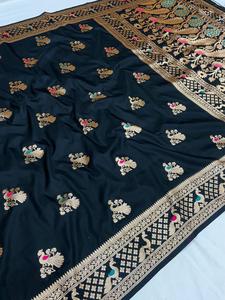 ผ้าไหมบานาราสีแท้ ขายส่ง ผ้าส่าหรีแบบดั้งเดิมของผู้หญิงอินเดีย ผ้าส่าหรีสวยงาม ดีไซน์เนอร์ พร้อมส่ง - Product Image 2