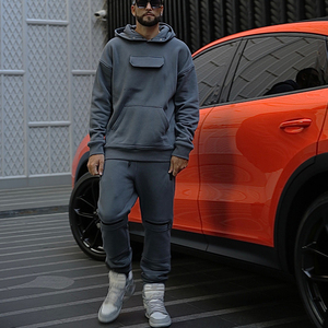 Survêtements d'hiver pour hommes en coton lourd avec logo personnalisé du fabricant, ensembles deux pièces, sweats à capuche, survêtements - Product Image 4