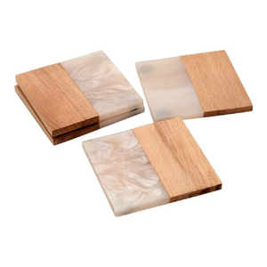 Sous-verres en bois à design standard, qualité exclusive, sous-verres carrés en résine et en bois pour la maison et l'hôtel - Product Image 1