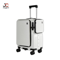 Valise à roulettes avec compartiment à bagages à ouverture frontale en ABS, sac latéral amovible, petite valise de cabine, avec serrure, pour homme et femme, idéale pour les voyages
