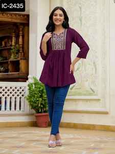 Lo último en Heavy Mal de algodón puro Duppata Karachi Collection Heavy Lawn Cotton Pakistani Suit Short Kurtis para Jeans Casual Wear - Product Image 2