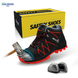 Scarpe antinfortunistiche da uomo in pelle microfibra rossa nera con punta in acciaio, stivali da lavoro Sole in gomma antiforatura - Product Image 6