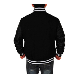 Wholesale Custom Men's Baseball Varsity <b>Jacket</b> with <b>Canvas</b> Stand Collar Hooded Vintage Design Long Sleeves - Product Image 6