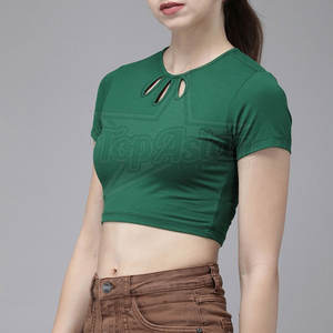 Top corto transpirable elástico de verano para mujer para gimnasio y trajes Casuales - Product Image 2