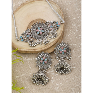 GS Pink and SkyBlue Round Zircon Flower Choker Elegant <b>Wedding</b> <b>Accessory</b> - Product Image 1