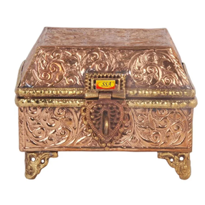 Boîte à bijoux en métal en laiton gaufré Élevez votre collection avec nos boîtes à bijoux élégantes Boîte à bijoux en métal disponible en gros - Product Image 1