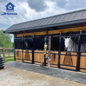 โรงม้าสำเร็จรูปเคลือบสีดำเคลือบผง โรงม้าเคลื่อนที่ โรงม้าไม้ ด้านหน้าโรงม้า กล่องม้า - Product Image 2