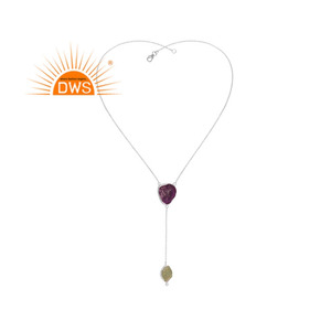 Conjunto de gemas de amatista Natural y fluorita de alta calidad, collar de cadena elegante de Plata de Ley 925 fina, fabricante de joyería - Product Image 1