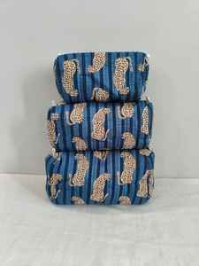Set of 3 Cotton Quilted Leopard Print <b>Makeup</b> <b>Bags</b> with Zipper Closure Lightweight Travel & for Organizer From Rajasthan - Product Image 3
