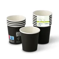 Gobelets en papier mini espresso à paroi simple, bio-revêtement, noirs, Ø 62 mm, 4 oz, 100 ml, pour café - 1000 pcs/carton
