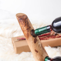 Support de bouteille décoratif en bois d'olivier de style rustique méditerranéen, qualité supérieure, écologique, sculpté, pour la maison, ArtisRaw