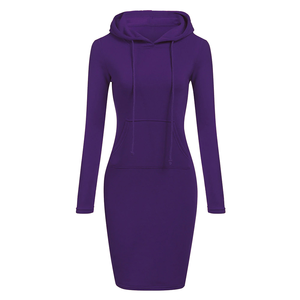 Robe à capuche ample pour femmes grande taille 2025, manches longues, épaisse, décontractée, automne-hiver, robe à capuche douce, 100% coton, service OEM - Product Image 1